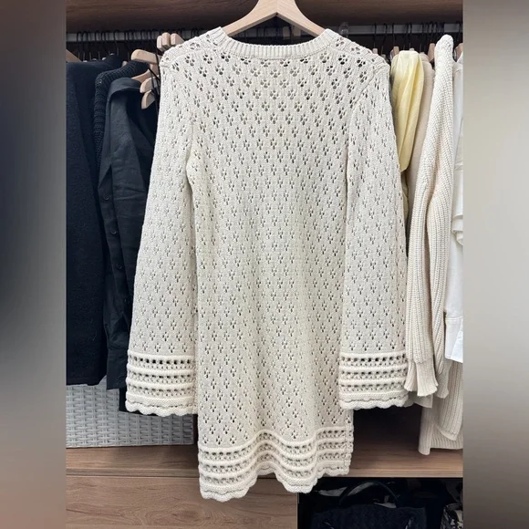 NWT Frame Cream Long Sleeve Crochet Dress - Picture 5 of 8